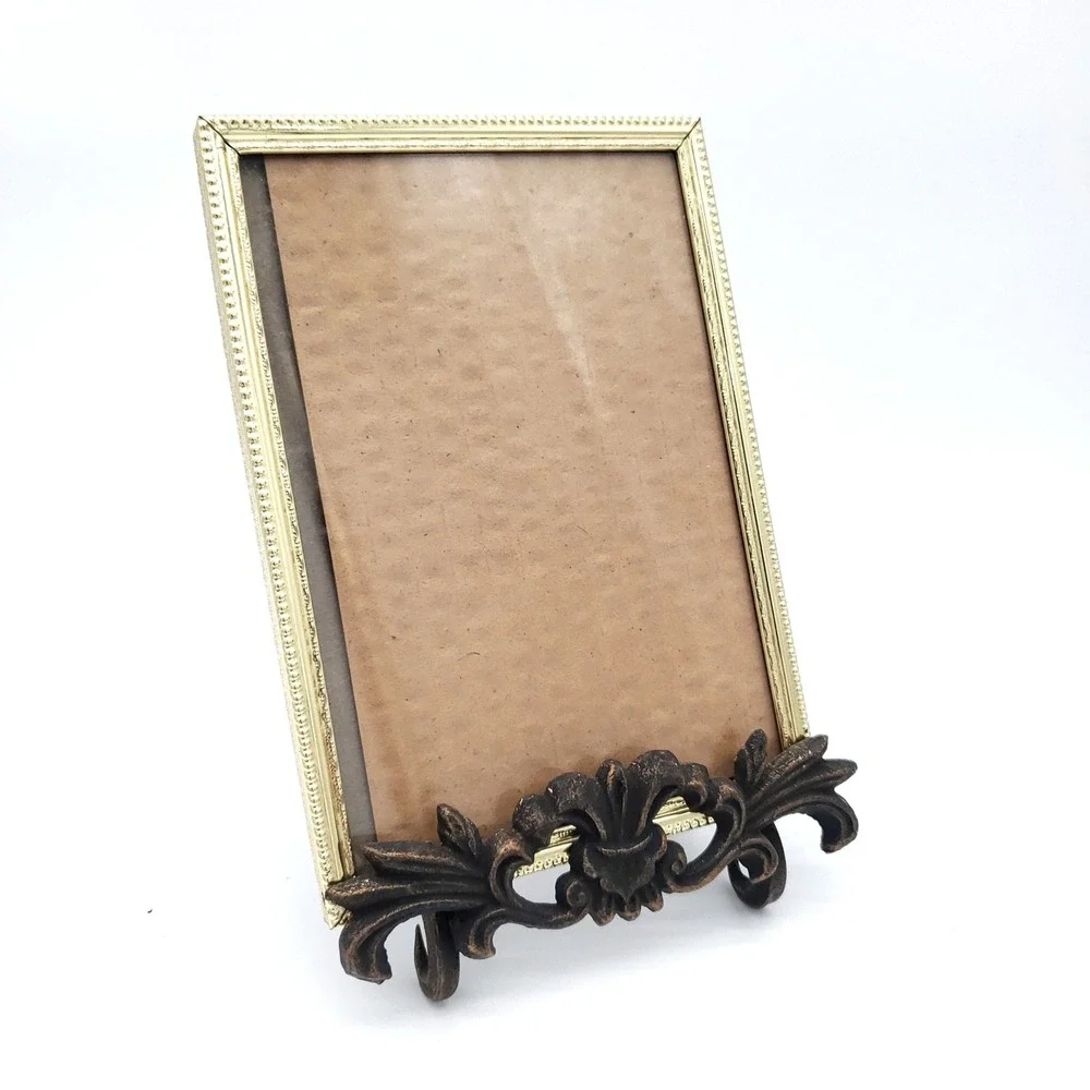 Vintage Hollywood Regency Brass Wall Picture Frame Gold Ornate 5x7 Decor